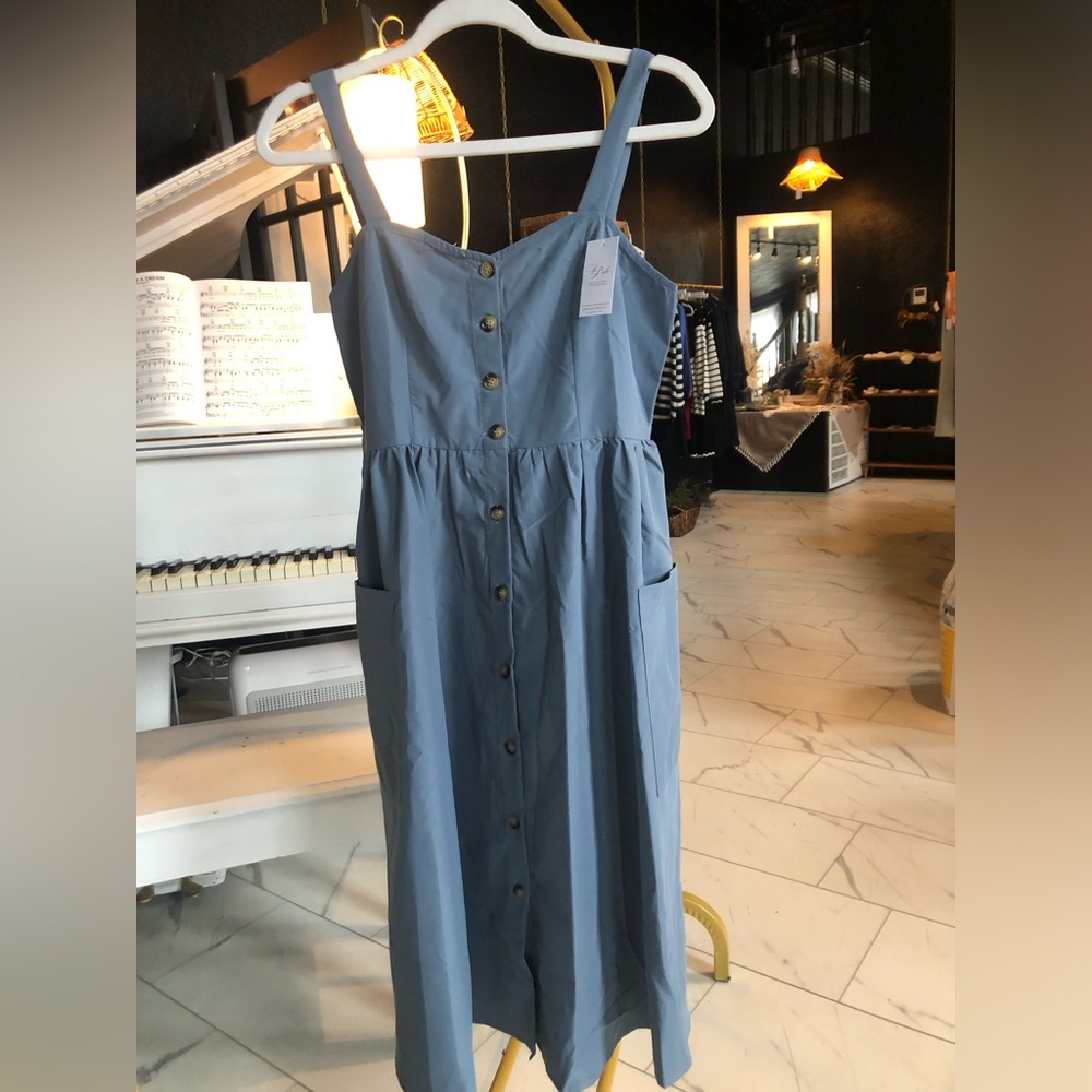 Blue Button-Down Dress